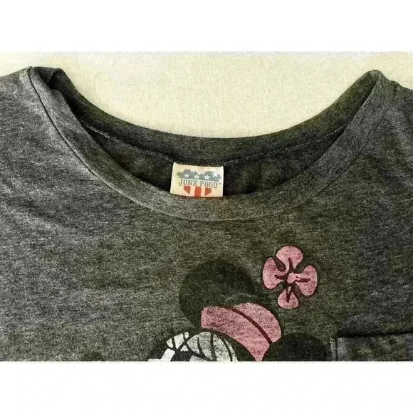 Junk Food Sz M Minnie Mouse Muscle T-Shirt Gray Heather Disney Character Soft - Picture 4 of 9
